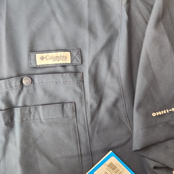 Columbia Navy Blue Short Sleeve Vented Shirt mens XXL  lightweight Omni-Shade - Picture 7 of 13